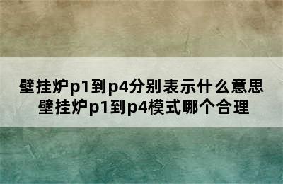 壁挂炉p1到p4分别表示什么意思 壁挂炉p1到p4模式哪个合理